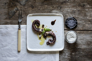 
            
                Load image into Gallery viewer, grey salt with truffle on octopus
            
        